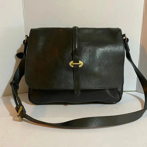 Mulberry   Vintage unisex crossbody black leather messenger bag - Picture 1 of 15